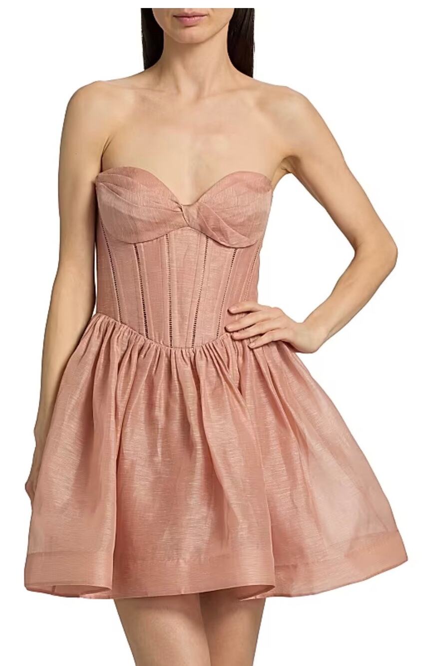 Zimmermann Luna Corset Mini Dress in Peony 0 XS